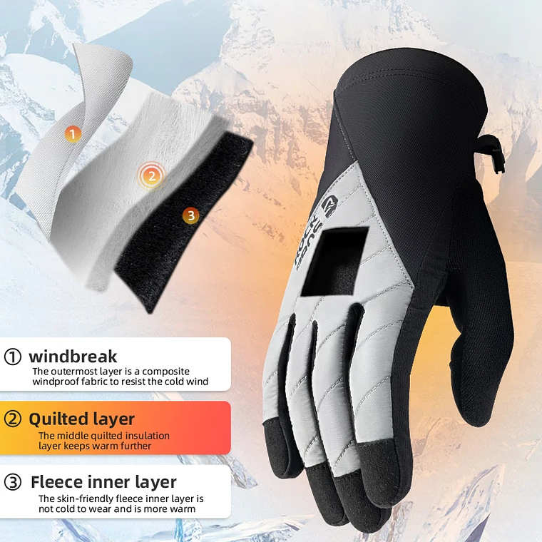 ROCKBROS Winter Bicycle Gloves Breathable Thermal Warm Full Finger Cycling Gloves Touch Screen MTB Road Riding Motorcycle Gloves 2