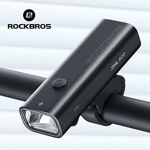 Lanterna de Bicicleta ROCKBROS 400LM | Farol LED Dianteiro, Alumínio, USB-C, 4 Modos, IPX6, para MTB e Estrada