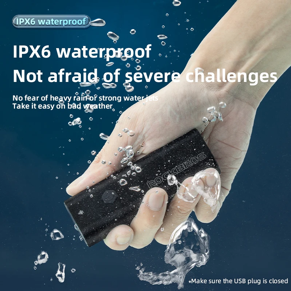 Lanterna de Bicicleta ROCKBROS 400LM | Farol LED Dianteiro, Alumínio, USB-C, 4 Modos, IPX6, para MTB e Estrada 4