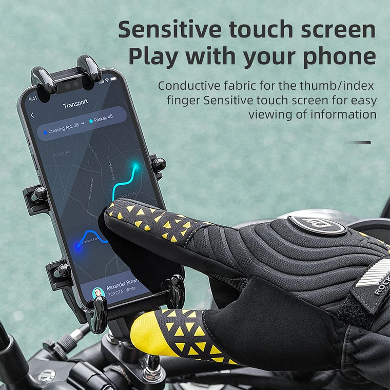 Luvas Térmicas Inverno ROCKBROS S311 | Toque na Tela, Antiderrapante, Refletivas – para Ciclismo, Moto e Ski 4