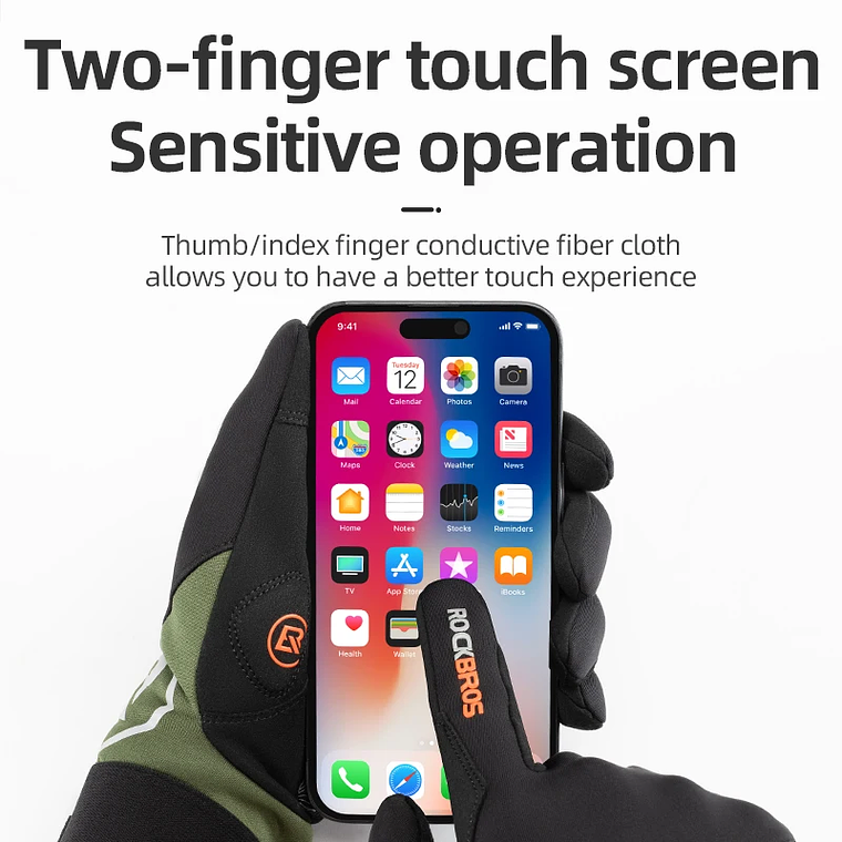 Luvas Ciclismo Meia Estação ROCKBROS S379 | Dedos Longos, Toque na Tela, Palma Antiderrapante e Absorção de Impacto 5