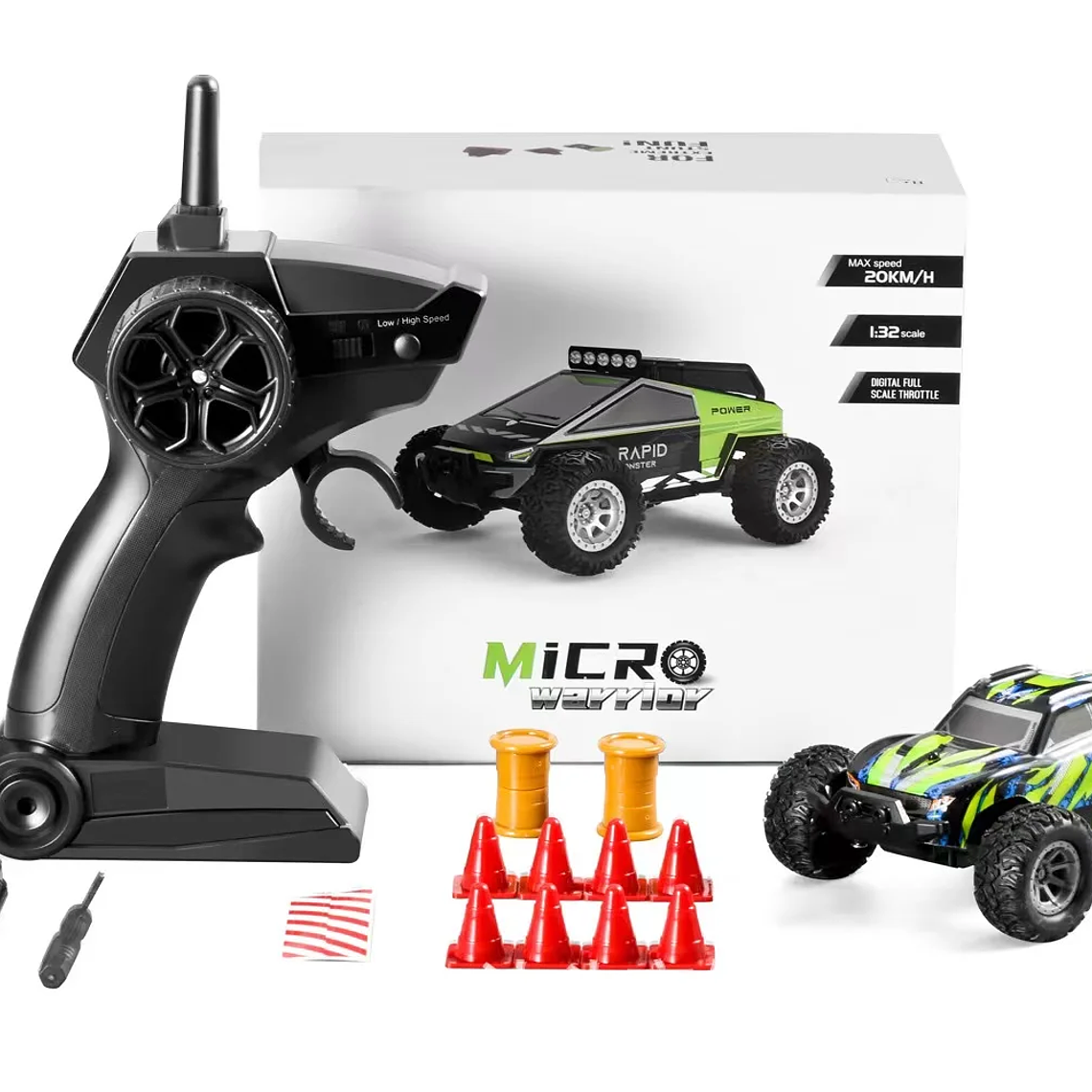 Carro RC 4x4 Off-Road Max's New 801 Escalador | Drift, 1:32, Controle 30m, Luzes, Bateria Recarregável 8