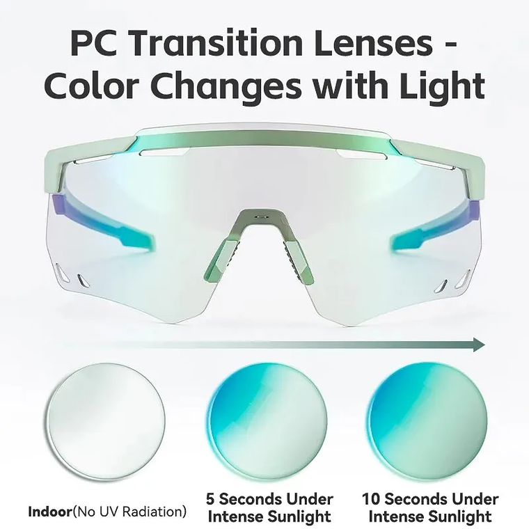 Óculos Ciclismo ROCKBROS SP323 | Lentes Fotocromáticas/Polarizadas, TR-90, UV400, 28g – Unissex para MTB e Golfe 6