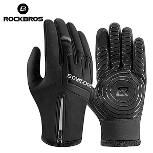 Luvas de Ciclismo Inverno ROCKBROS S317 - Toque no Ecrã, Palma em Silicone, Quentes, para MTB e Ski
