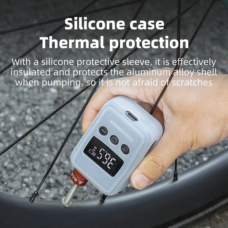 ROCKBROS Portable Electric Air Pump - 150 PSI, LED Display, Type-C Charging, 500mAh, for MTB and Road Bikes 4