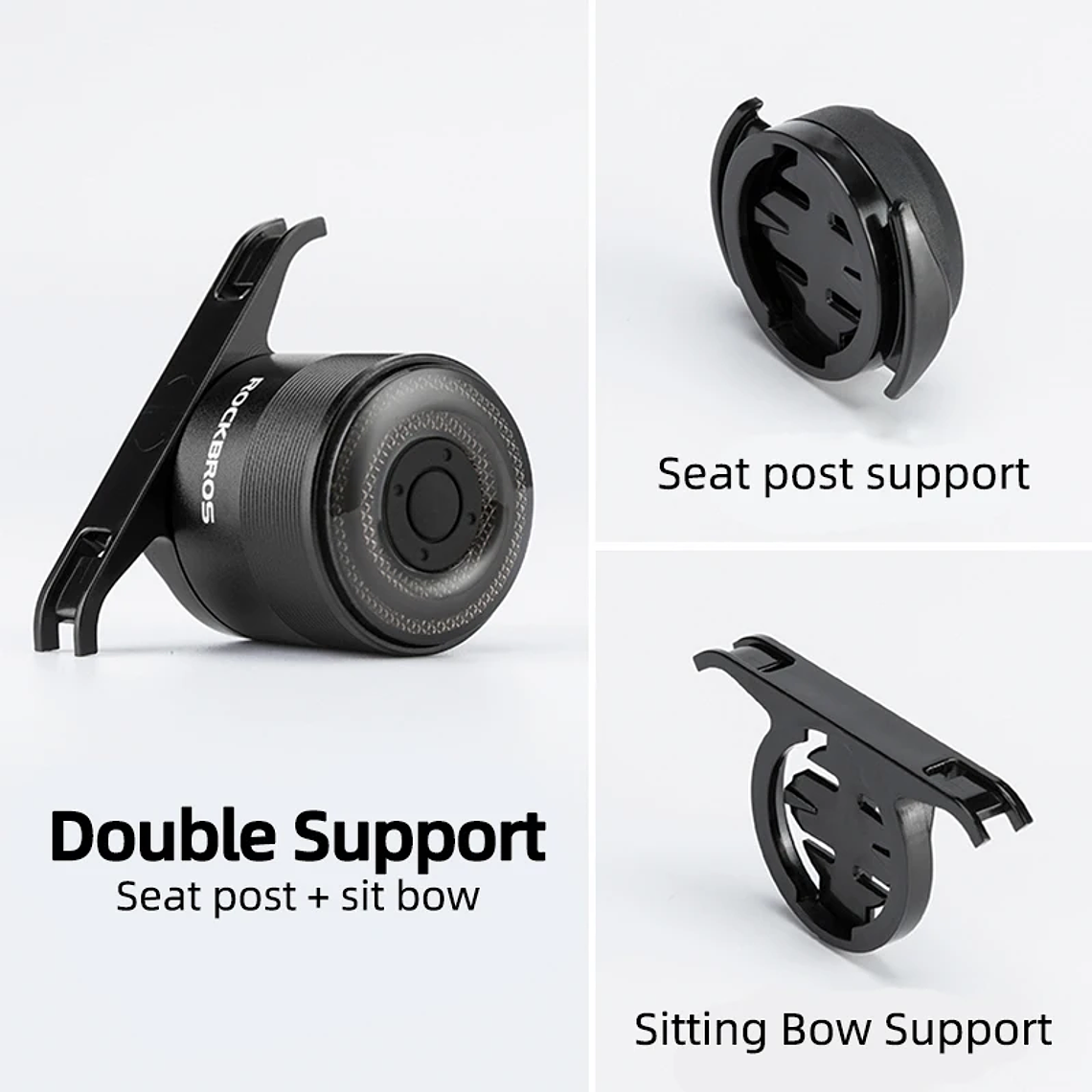 Luz Traseira para Bicicleta ROCKBROS Q1 - Carregamento Type-C, 5 Modos, Alumínio, IPX6, Para Selim ou Seatpost 6