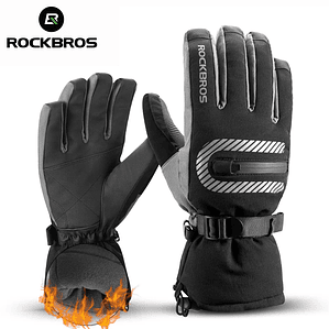 ROCKBROS Winter Bicycle Skiing Gloves Windproof Thermal Fleece Warm Bike Full Finger Gloves Snowboard Motorcycle Cycling Gloves