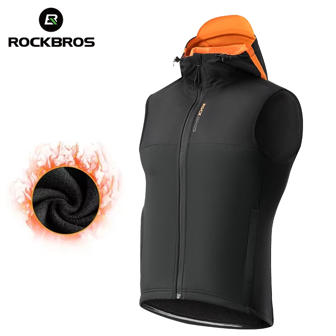 ROCKBROS 15420013 Winter Cycling Vest - Fleece Lining, Windproof, Water Repellent, with Pocket, Men's 1