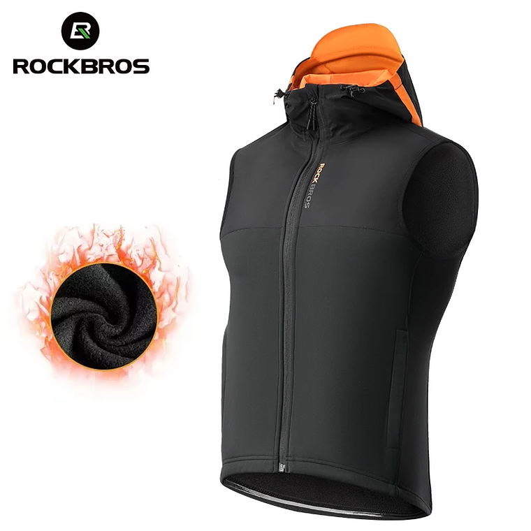 ROCKBROS 15420013 Winter Cycling Vest - Fleece Lining, Windproof, Water Repellent, with Pocket, Men's 1