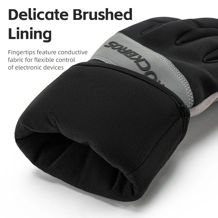 Luvas de Ciclismo Inverno ROCKBROS S342 - Com Forro Polar, Toque no Ecrã, Antiderrapantes, Unissexo 5