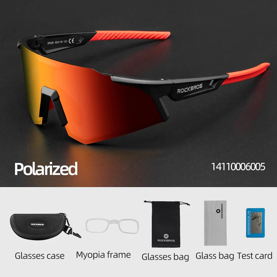 Óculos de Ciclismo ROCKBROS SP291 - Polarizados, Com Aro para Graduação, TR-90, 31g, UV400, Unissexo 7