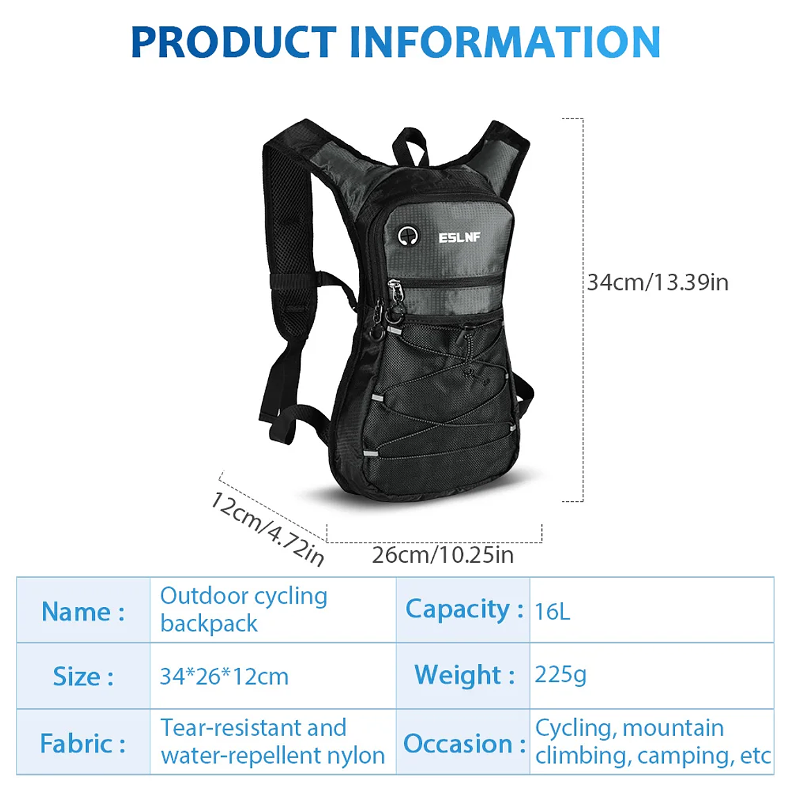NEWBOLER BAG319 Cycling Hydration Backpack - 16L, Lightweight, for MTB, Trail Running and Outdoor Activities 3