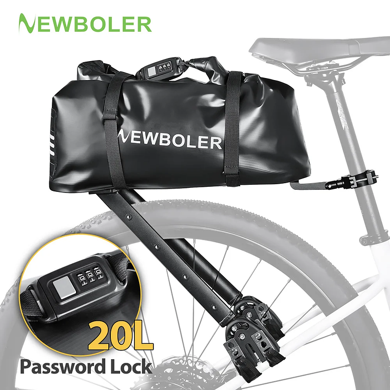 Sistema de Bagagem Traseira NEWBOLER BAG317 - Suporte Alumínio + Bolsa 20L, Cadeado, Suporte 50kg, Para Bikepacking 1