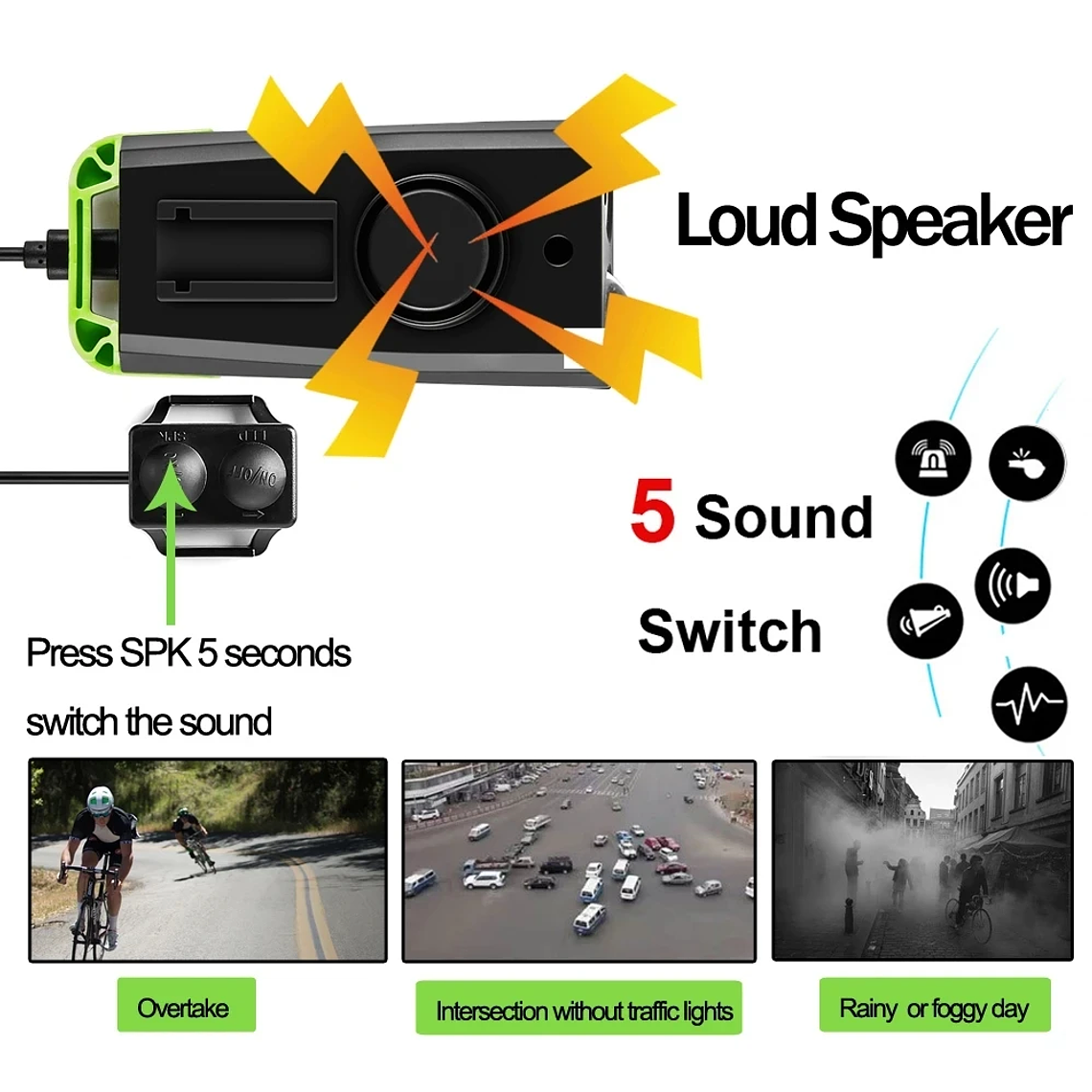 NEWBOLER 3-in-1 Bicycle Device - 800LM Headlight, Cycle Computer, 120dB Horn, 4000mAh Battery 3