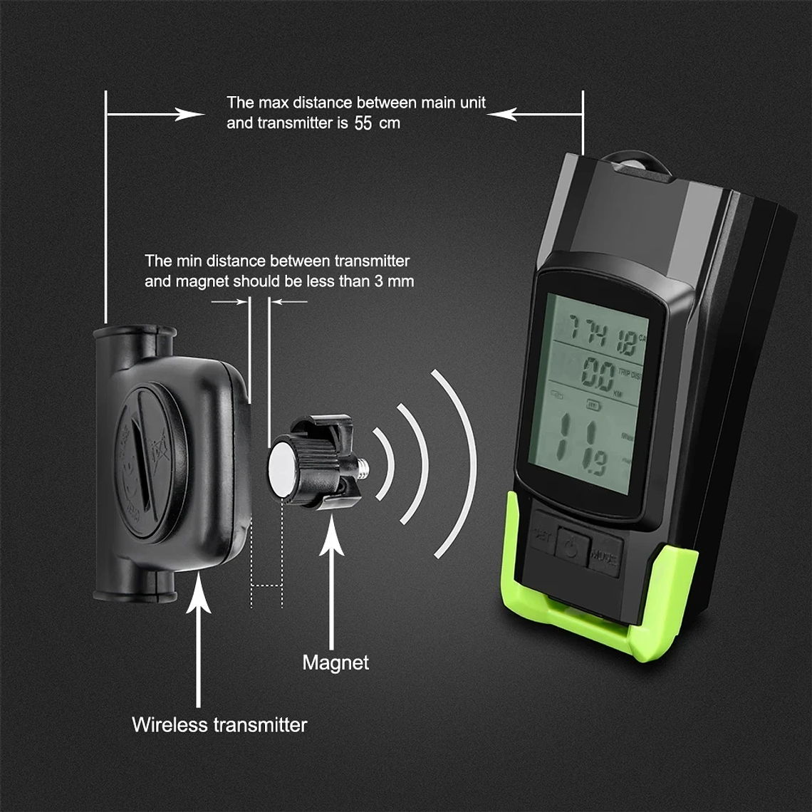 NEWBOLER 3-in-1 Bicycle Device - 800LM Headlight, Cycle Computer, 120dB Horn, 4000mAh Battery 4