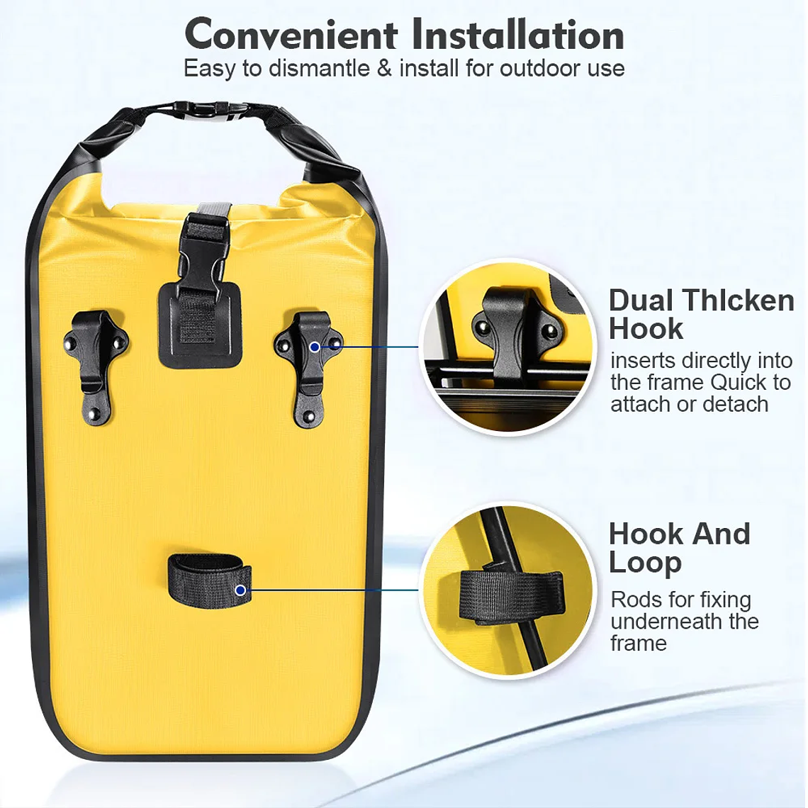 Alforge para Bicicleta NEWBOLER BAG212 - 10L/20L, Impermeável PVC, Design Rolável, Multifuncional 4