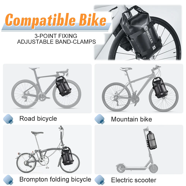 Suporte Dianteiro para Bicicleta NEWBOLER - Porta-Bagagem de Garfo Dianteiro em Metal, para MTB, Bicicleta de Estrada e Dobrável 3