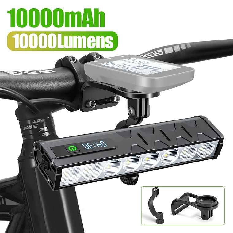 NEWBOLER 10000 Lumen Bicycle Headlight - 10000mAh Battery, USB-C, Anti-Glare, IPX5, 4 Modes, Power Bank, for MTB and Road 1