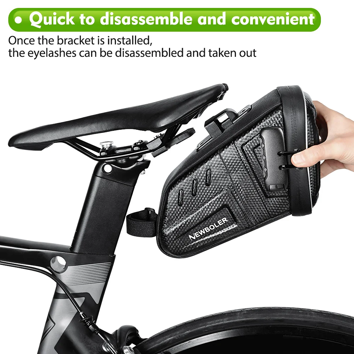 Bolsa de Selim para Bicicleta com Código Secreto NEWBOLER 1.5L/2.5L - Impermeável, à Prova de Corte, com Suporte para Luz Traseira, para MTB e Estrada 2