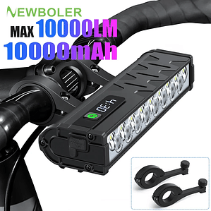 Farol de Bicicleta 10000 Lúmens NEWBOLER - 10000mAh, USB-C, à Prova de Água, 4 Modos, Linha de Corte Anti-Ofuscamento, para MTB e Estrada