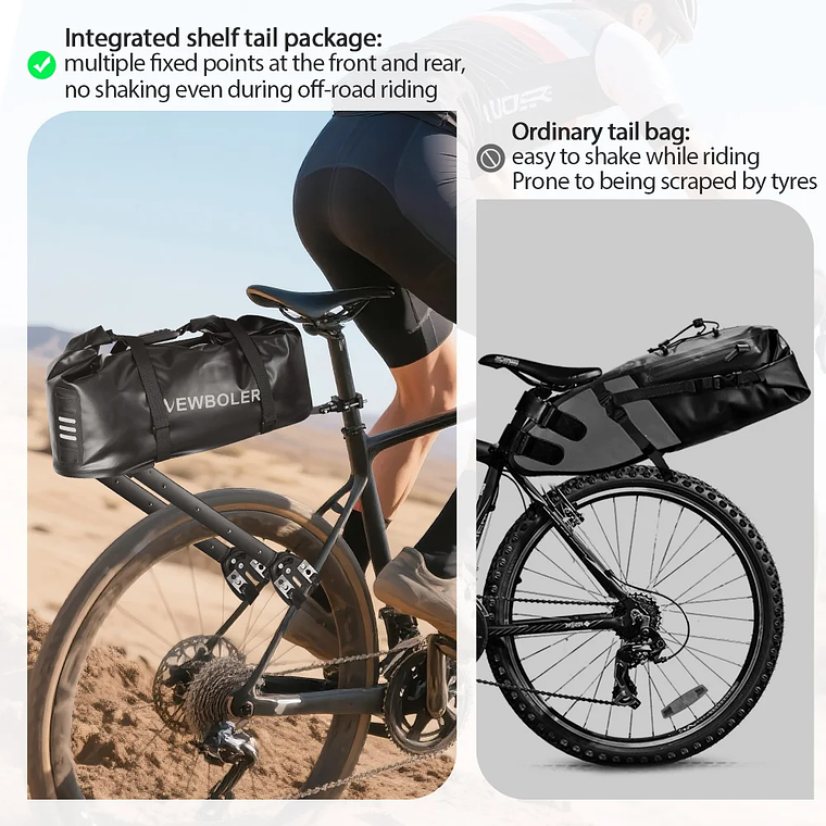 Sistema de Bagagem Traseira NEWBOLER BAG317 - Suporte Alumínio + Bolsa 20L, Cadeado, Suporte 50kg, Para Bikepacking 2
