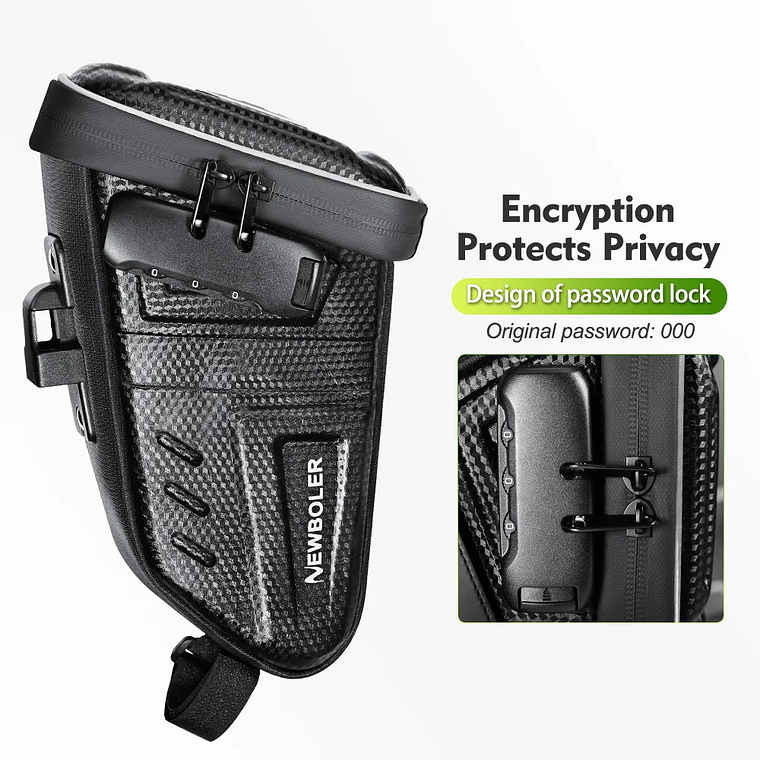 Bolsa de Selim para Bicicleta com Código Secreto NEWBOLER 1.5L/2.5L - Impermeável, à Prova de Corte, com Suporte para Luz Traseira, para MTB e Estrada 3