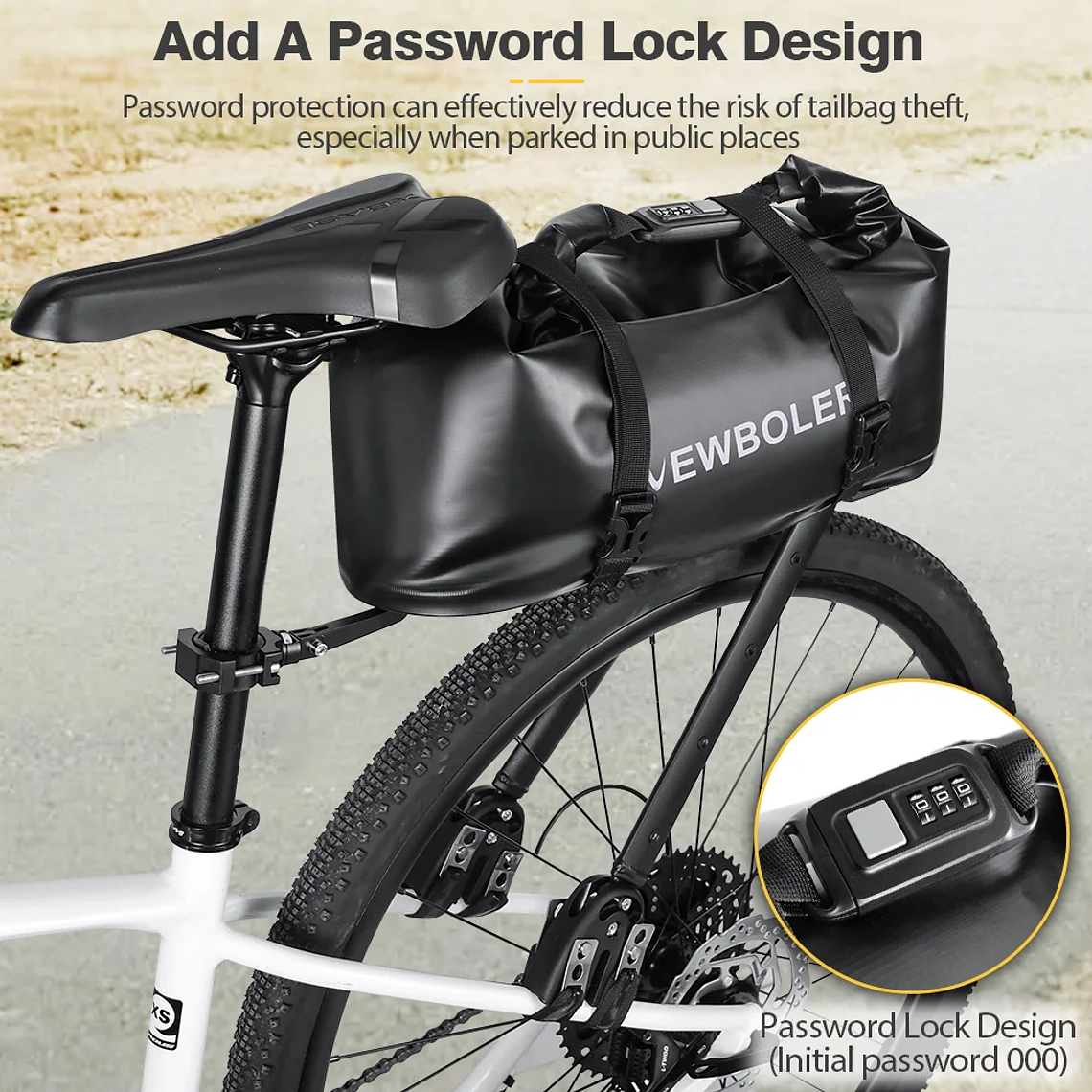 Sistema de Bagagem Traseira NEWBOLER BAG317 - Suporte Alumínio + Bolsa 20L, Cadeado, Suporte 50kg, Para Bikepacking 3