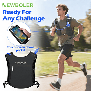 Colete de Corrida e Hidratação NEWBOLER 157g - Leve, Respirável, Unissex, com Bolsos para Garrafas, para Trail Running e Caminhada