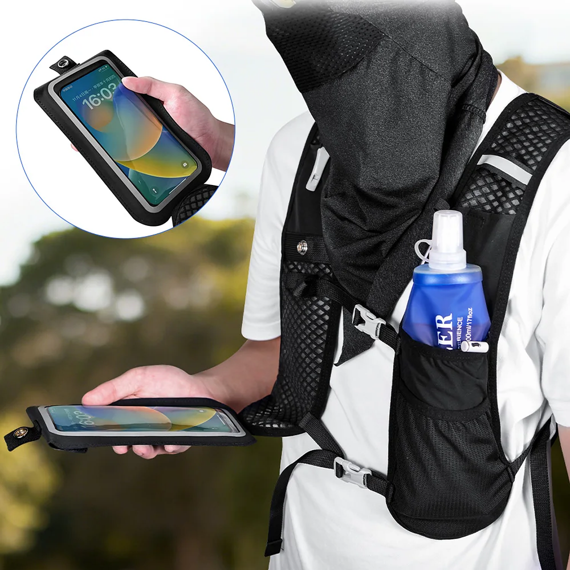 NEWBOLER Running and Hydration Vest 157g - Lightweight, Breathable, Unisex, with Bottle Pockets, for Trail Running and Hiking 2