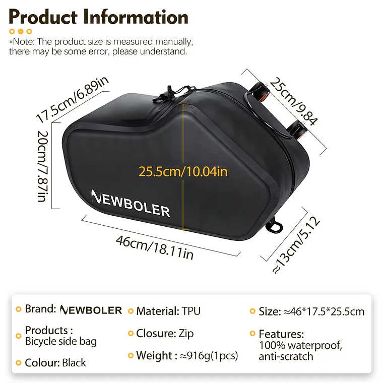 NEWBOLER 30L Rear Rack Bicycle Bag - Waterproof, Large Capacity, Made of TPU, for Travel, Bicycle Touring and E-Bike. 2