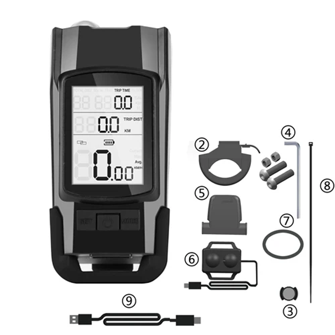 NEWBOLER 3-in-1 Bicycle Device - 800LM Headlight, Cycle Computer, 120dB Horn, 4000mAh Battery 8