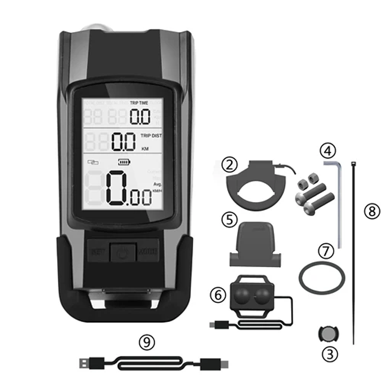 NEWBOLER 3-in-1 Bicycle Device - 800LM Headlight, Cycle Computer, 120dB Horn, 4000mAh Battery 8