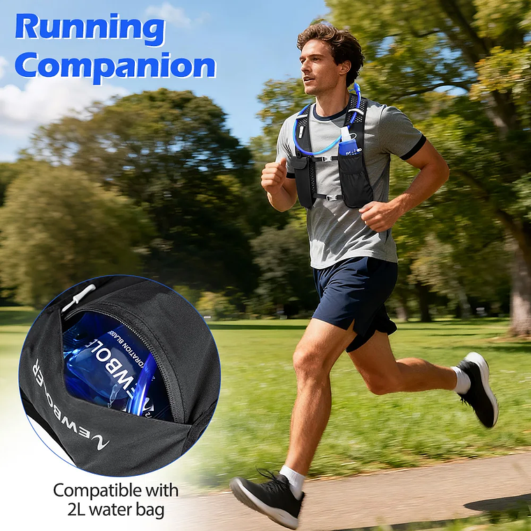 NEWBOLER Running and Hydration Vest 157g - Lightweight, Breathable, Unisex, with Bottle Pockets, for Trail Running and Hiking 4