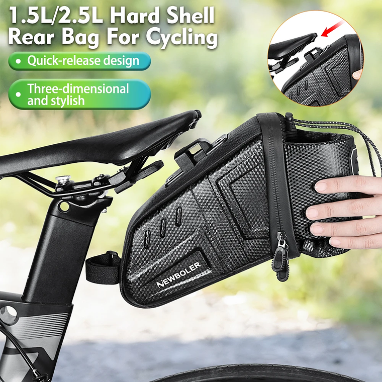 Bolsa de Selim para Bicicleta NEWBOLER 1.5L/2.5L - Impermeável, com Faixa Refletora, para MTB e Bicicleta de Estrada, Bolsa de Ferramentas 3