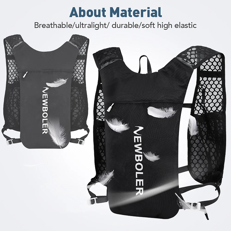 NEWBOLER Hydration Vest for Running 196g - Ultra Lightweight, Breathable, Unisex, for Trail Running, Marathon and Cycling 5