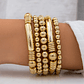 Set of 5 Punk Bracelets | Large Gold Beads, Elastic | Vintage, Hip Hop and Party Accessory - thumbnail 7