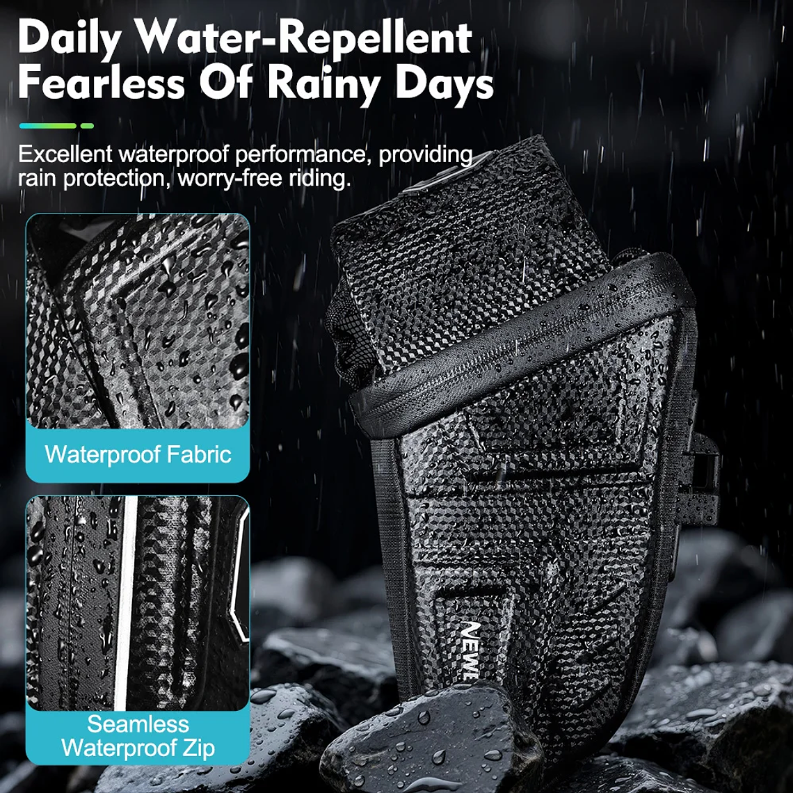 Bolsa de Selim para Bicicleta NEWBOLER 1.5L/2.5L - Impermeável, com Faixa Refletora, para MTB e Bicicleta de Estrada, Bolsa de Ferramentas 5