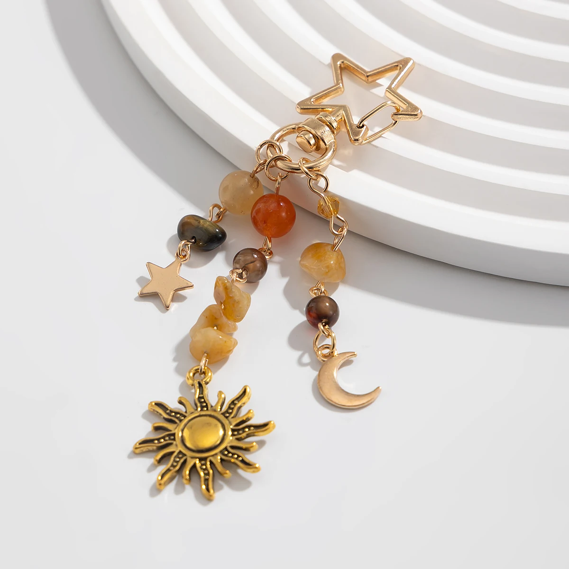 Chaveiro Decorativo Ingemark - Pingente Estrela, Sol, Lua, Contas de Vidro, Romântico, Presente Casal 3