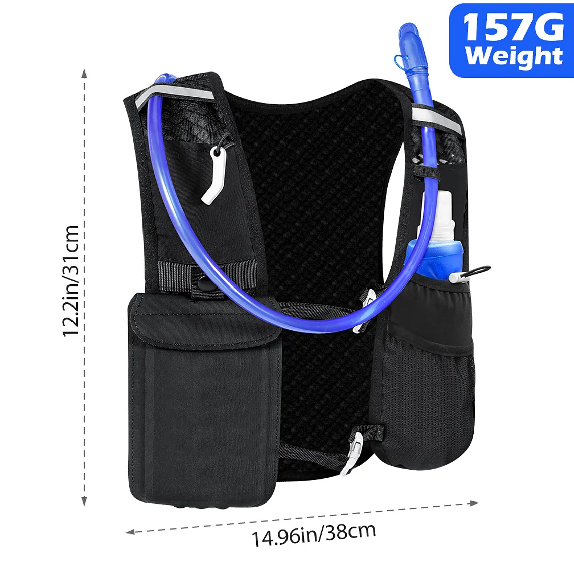 NEWBOLER Running and Hydration Vest 157g - Lightweight, Breathable, Unisex, with Bottle Pockets, for Trail Running and Hiking 6