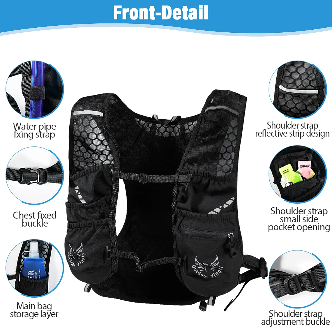 NEWBOLER 5L Hydration and Running Vest - Lightweight Breathable Backpack with Bottles for Running, Hiking, and Cycling 3