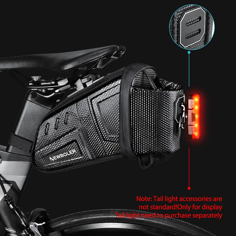 Bolsa de Selim para Bicicleta NEWBOLER 1.5L/2.5L - Impermeável, com Faixa Refletora, para MTB e Bicicleta de Estrada, Bolsa de Ferramentas 6