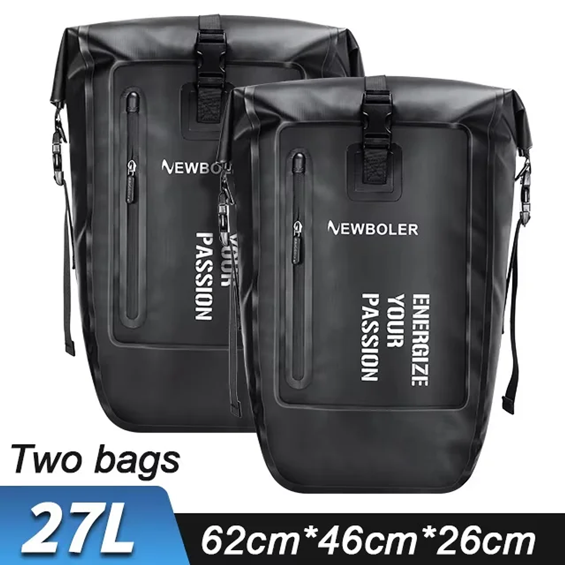 NEWBOLER 27L Waterproof Bicycle Panniers - Double Rear Bag, Large Capacity, for Travel, Cycle Touring and E-Bike 8
