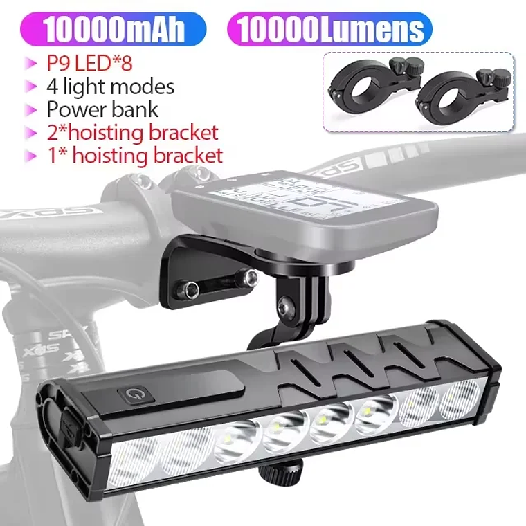 NEWBOLER 10000 Lumen Bicycle Headlight - 10000mAh Battery, USB-C, Anti-Glare, IPX5, 4 Modes, Power Bank, for MTB and Road 15