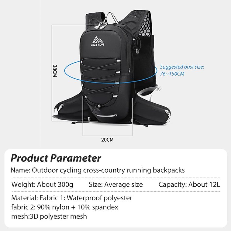 NEWBOLER BAG662 — 12L Ultra Lightweight Hydration Backpack for Running, Cycling, and Adventure 4
