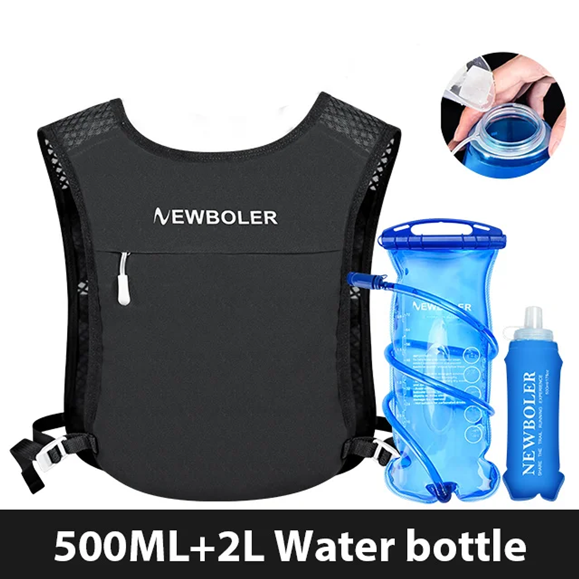NEWBOLER Running and Hydration Vest 157g - Lightweight, Breathable, Unisex, with Bottle Pockets, for Trail Running and Hiking 10