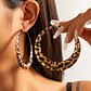 Large Ingemark Hoop Earrings - Leopard Print, Hollow Geometric, Exaggerated, Vintage, Trendy - thumbnail 1