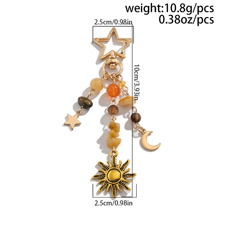 Chaveiro Decorativo Ingemark - Pingente Estrela, Sol, Lua, Contas de Vidro, Romântico, Presente Casal 5