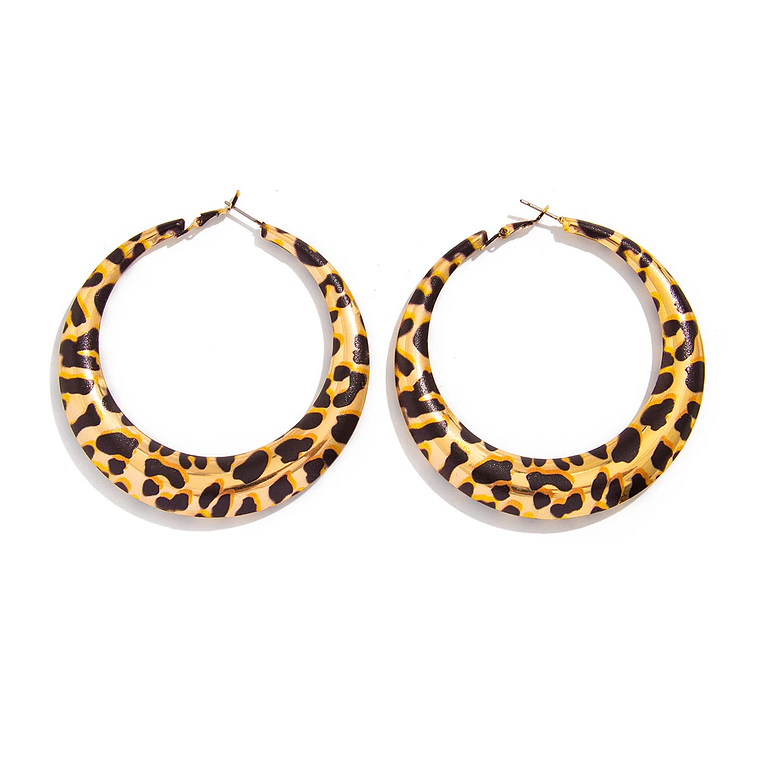 Large Ingemark Hoop Earrings - Leopard Print, Hollow Geometric, Exaggerated, Vintage, Trendy 4