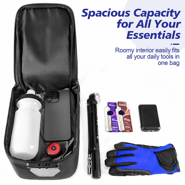 Bolsa Traseira para Bicicleta com Fechadura por Senha NEWBOLER BAG849 - Capacidade 10L, Impermeável e com Luzes de Segurança 2