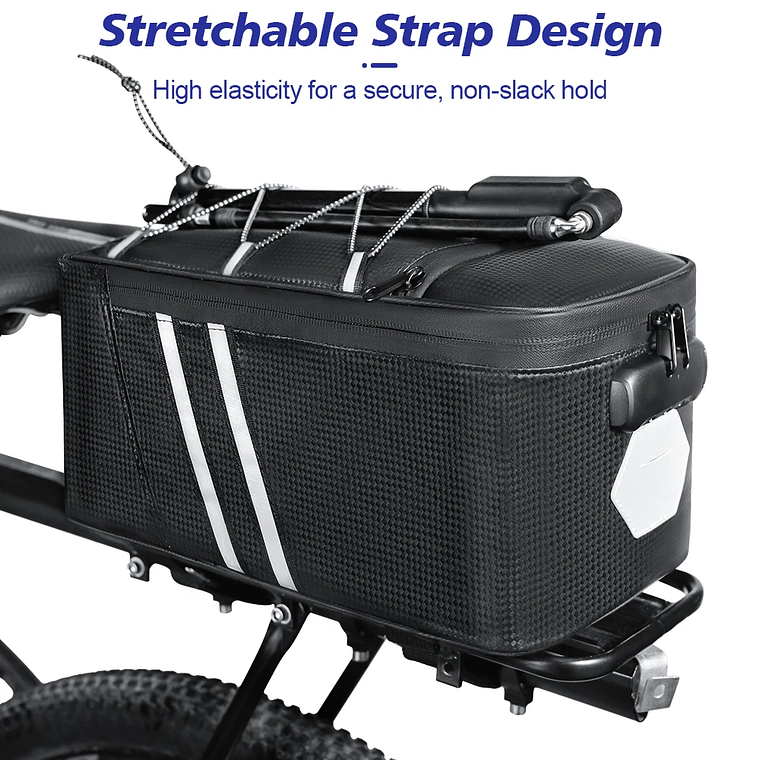 Bolsa Traseira para Bicicleta com Fechadura por Senha NEWBOLER BAG849 - Capacidade 10L, Impermeável e com Luzes de Segurança 5